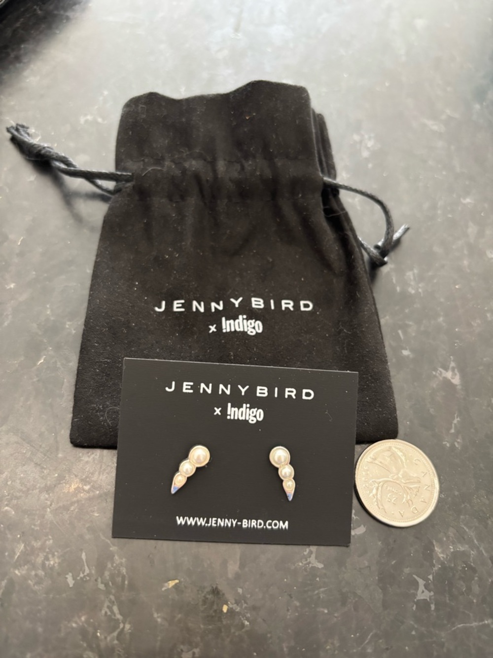Jenny Bird Pearl and silver Drop Stud Earrings